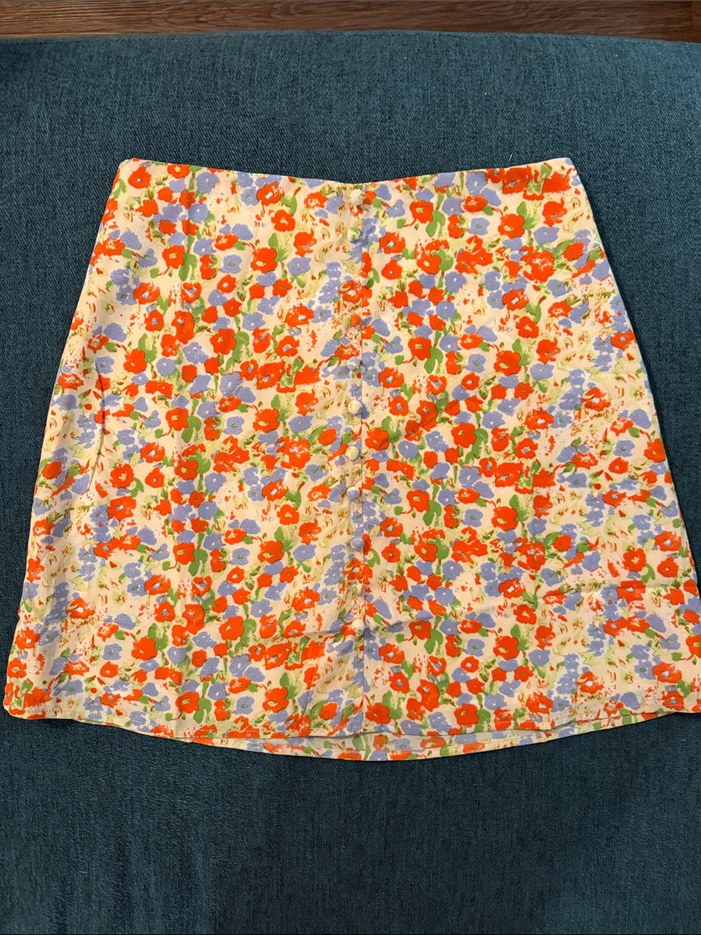 Floral Mini Skirt in Blossom Print Button Front Side Zip Size Small